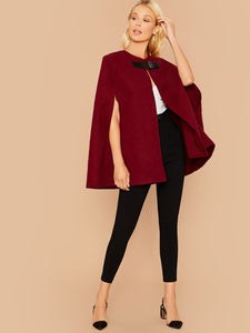 Strap Buckle Closure Cape Coat