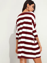 Load image into Gallery viewer, Batwing Sleeve Striped Dress