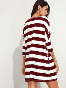 Batwing Sleeve Striped Dress