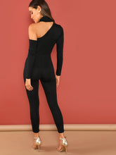 Load image into Gallery viewer, Asymmetrical Shoulder Solid Jumpsuit