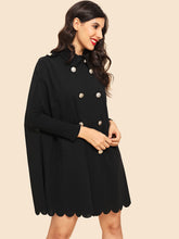 Load image into Gallery viewer, Double Breasted Scallop Trim Collar Coat