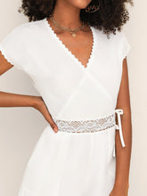 Load image into Gallery viewer, Lace Insert Surplice Front Solid Romper