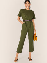 Load image into Gallery viewer, Keyhole Back Roll Up Sleeve Jumpsuit Without Belt