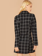 Load image into Gallery viewer, Grid Print Double Breasted Front Blazer Dress