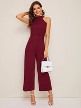 Load image into Gallery viewer, Tie Back Wide Leg Halter Neck Jumpsuit