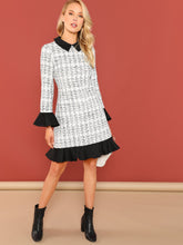 Load image into Gallery viewer, 2 In 1 Pephem Collared Tweed Dress