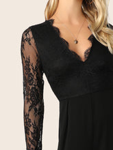 Load image into Gallery viewer, V-neck Lace Bodice Wide Leg Jumpsuit