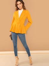 Load image into Gallery viewer, Double Buttoned Notched Collar Peplum Blazer