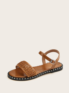 Braided Detail Buckle Strap Sandals