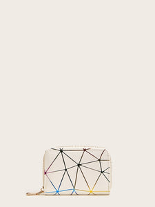 Geometric Print Purse With Card Holder