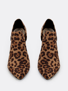 Leopard Open Shank High Vamp Pointy Tie Pumps