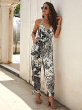 Load image into Gallery viewer, Plants Print Split Side Knot Hem Cami Jumpsuit