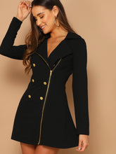 Load image into Gallery viewer, Double Breasted Zip Front Blazer Dress