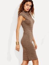 Load image into Gallery viewer, Marled Knit Fitted Midi Dress