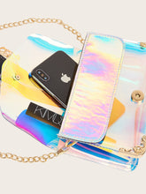 Load image into Gallery viewer, Buckle Detail Iridescent Chain Crossbody Bag