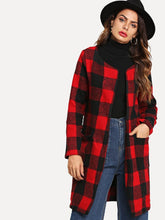 Load image into Gallery viewer, Checkered Open Front Collarless Coat