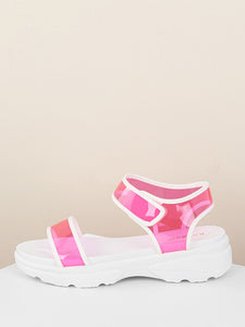 Open Toe Iridescent Chunky Platform Sole Sandals