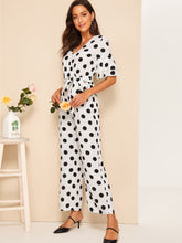 Load image into Gallery viewer, Surplice Neck Layered Flounce Sleeve Wide Leg Jumpsuit