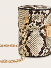 Load image into Gallery viewer, Snakeskin Print Bucket Bag With Chain Strap