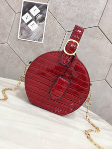 Croc Pattern Round Chain Bag