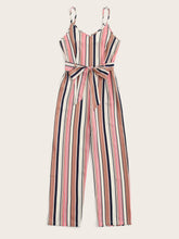 Load image into Gallery viewer, Striped Belted Cami Jumpsuit