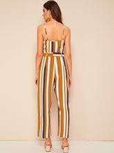 Load image into Gallery viewer, Striped Belted Cami Jumpsuit