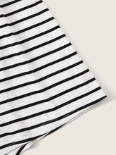 Load image into Gallery viewer, Button Half Placket Tie Front Striped Romper