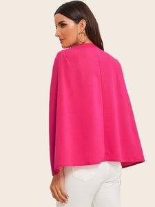 Neon Pink Open Front Cape Blazer