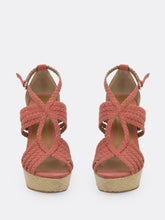 Load image into Gallery viewer, Woven Cut Out Straps Platform Wedge Sandals