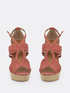 Woven Cut Out Straps Platform Wedge Sandals