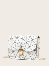 Load image into Gallery viewer, Geometric Print Push Lock Chain Bag