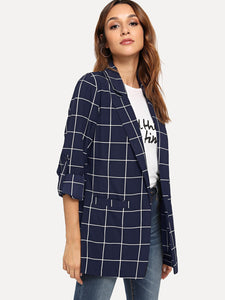 Dual Pocket Plaid Blazer