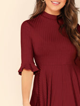 Load image into Gallery viewer, Bell Sleeve Ribbed Knit Midi Dress