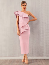 Load image into Gallery viewer, Adyce Exaggerated Ruffle One Shoulder Pencil Dress