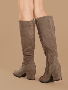 Plain Suede Knee High Boots