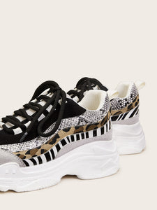 Animal Scarf Print Chunky Sole Trainers