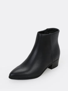 Pointed Toe Low Block Heel Booties