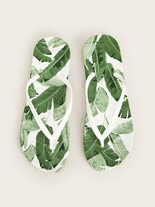 Tropical Print Flip Flops