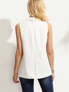 Shawl Lapel Sleeveless Open Front Blazer