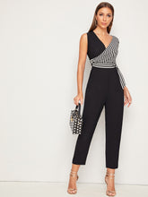 Load image into Gallery viewer, Striped Asymmetrical Tie Side Jumpsuit