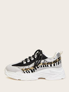 Animal Scarf Print Chunky Sole Trainers