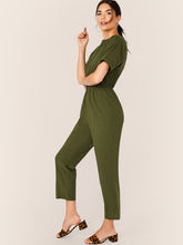 Load image into Gallery viewer, Keyhole Back Roll Up Sleeve Jumpsuit Without Belt