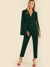 Load image into Gallery viewer, Plunging Neck Cloak Sleeve Solid Jumpsuit