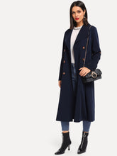 Load image into Gallery viewer, Rolled Tab Sleeve Double Breasted Longline Trench Coat