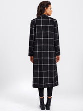 Load image into Gallery viewer, Drape Collar Grid Longline Coat