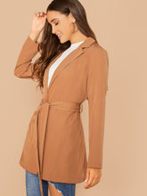 Load image into Gallery viewer, Notch Collar Foldover Back Belted Coat