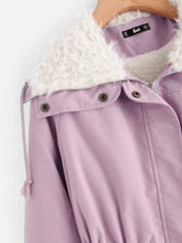 Load image into Gallery viewer, Fleece Lined Pocket Front Drawstring Parka Coat