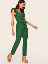 Load image into Gallery viewer, 80s Sweetheart Neck Ruffle Armhole Rolled Hem Jumpsuit