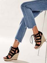 Load image into Gallery viewer, Open Toe Lace-up Front Espadrille Wedges