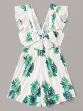 Load image into Gallery viewer, Tropical Print Ruffle Trim Romper